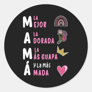 La Mejor Mama Del Mundo Spanish Mother'S Day Flora Classic Round Sticker
