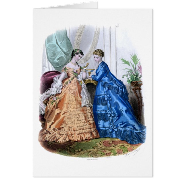 La Mode Illustree Peach and Blue Gowns (Front)