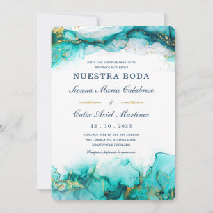 La moderna invitación de boda en acuarela de colou invitation