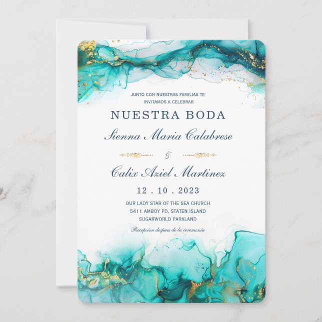La moderna invitación de boda en acuarela de colou invitation (Front)