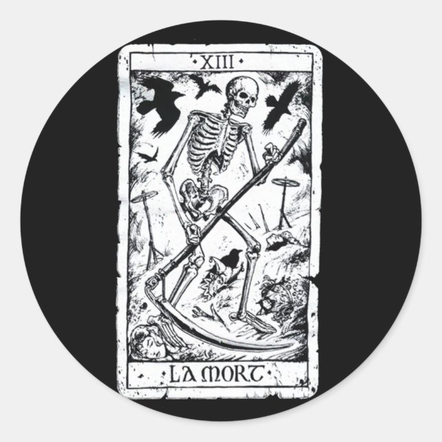 La Mort Tarot Card Classic Round Sticker (Front)