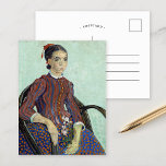 La Mousmé | Vincent Van Gogh Postcard<br><div class="desc">La Mousmé (1888) | Original artwork by Dutch post-impressionist artist Vincent Van Gogh (1853-1890). The painting depicts a young woman sitting in a cane chair, holding a branch of oleander. It was painted by Van Gogh in 1888 while he was living in Arles, France. Use the design tools to add...</div>