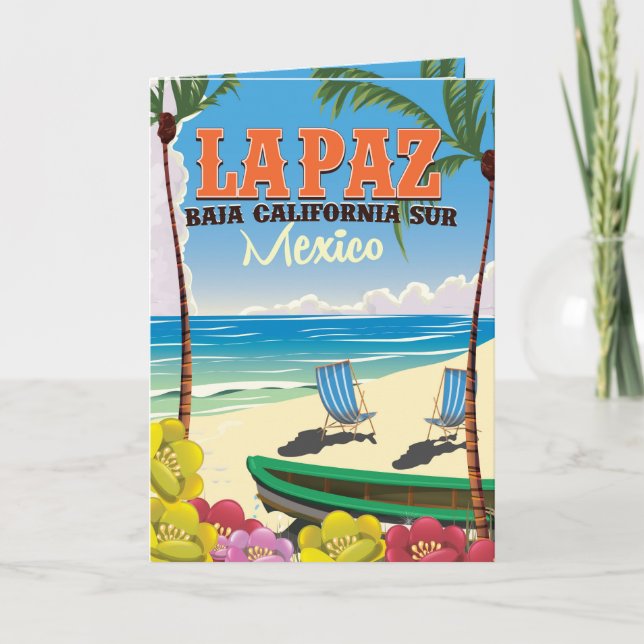 La Paz Baja California Sur Mexico travel poster Holiday Card (Front)