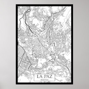 La Paz Bolivia Map Poster