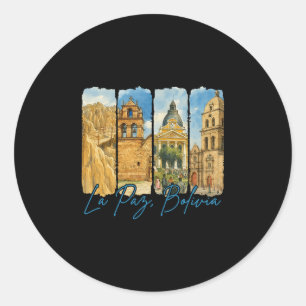 La Paz Bolivia Traveling Trip Brushstroke Souvenir Classic Round Sticker