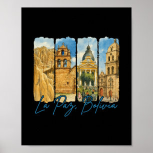 La Paz Bolivia Traveling Trip Brushstroke Souvenir Poster