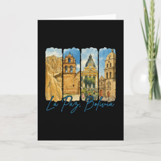 La Paz Bolivia Travelling Trip Brushstroke Souveni Card