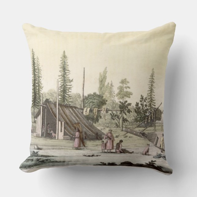 La Perouse at Port Francesci (colour engraving) Cushion (Front)