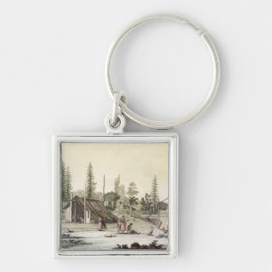 La Perouse at Port Francesci (colour engraving) Key Ring