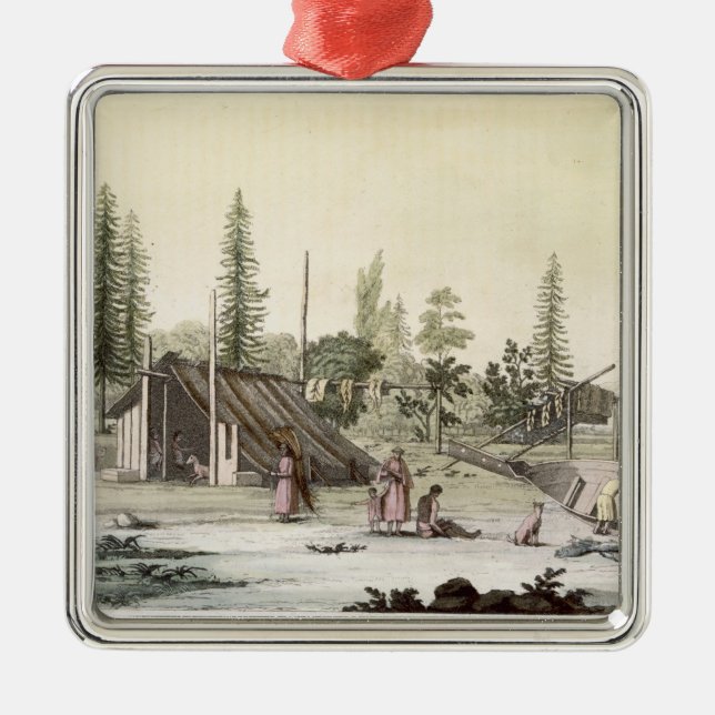 La Perouse at Port Francesci (colour engraving) Metal Tree Decoration (Front)