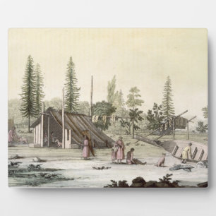 La Perouse at Port Francesci (colour engraving) Plaque