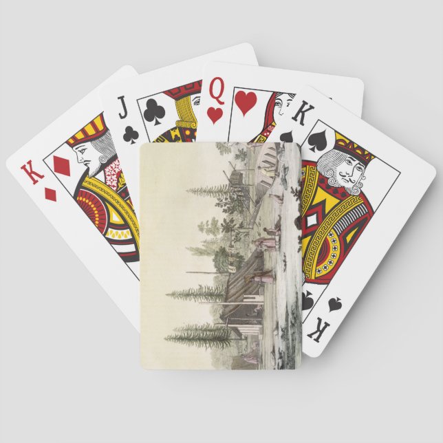 La Perouse at Port Francesci (colour engraving) Playing Cards (Back)