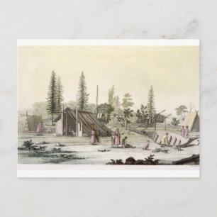 La Perouse at Port Francesci (colour engraving) Postcard