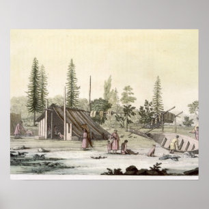 La Perouse at Port Francesci (colour engraving) Poster