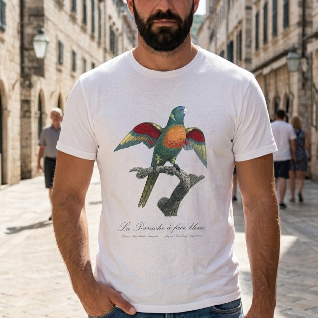 La Perruche a face bleue  T-Shirt (Coconut Lorikeet, Trichoglossus haematodus. Men Basic White T-Shirt)