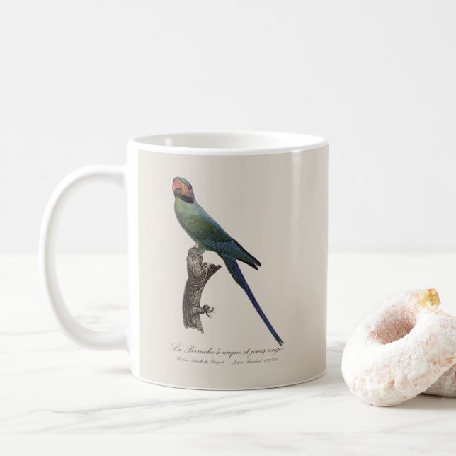 La Perruche a nuque et joues rouges  Coffee Mug (With Donut)