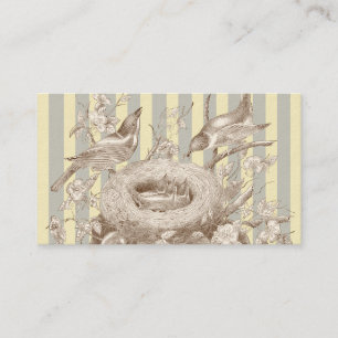 La Petite Famille, blue and cream on ivory Business Card
