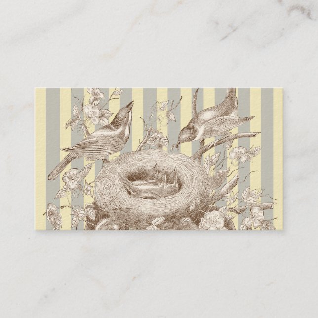 La Petite Famille, blue and cream on ivory Business Card (Front)