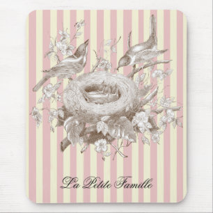 La Petite Famille on pink and cream background Mouse Pad