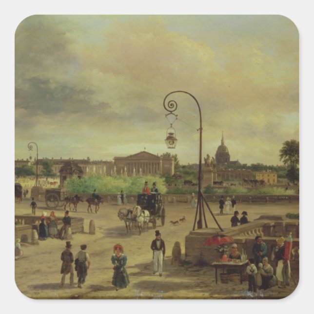 La Place de la Concorde in 1829 Square Sticker (Front)
