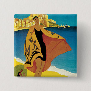 La Plage de Calvi, Corse 15 Cm Square Badge