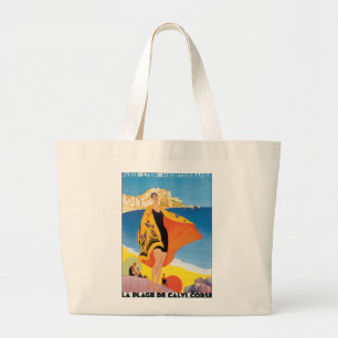 La Plage de Calvi Corse Large Tote Bag