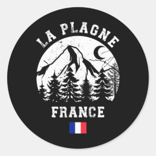 La Plagne France Alps Ski Resort Alpine Skiing Fre Classic Round Sticker