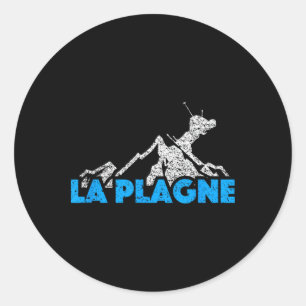 La Plagne Skiing Snowboarding France Resort Distre Classic Round Sticker