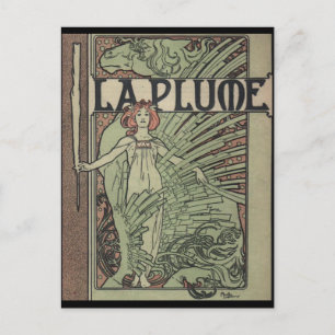 La Plume By Alfons Mucha Postcard