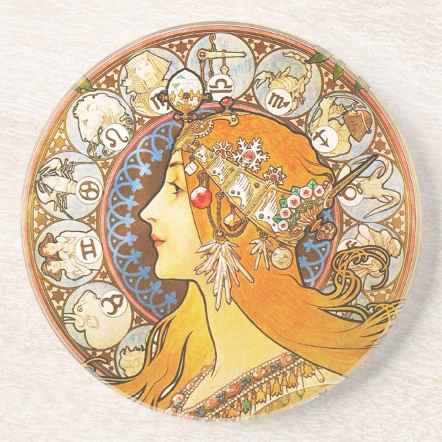 La Plume Zodiaque, Mucha Coaster (Front)