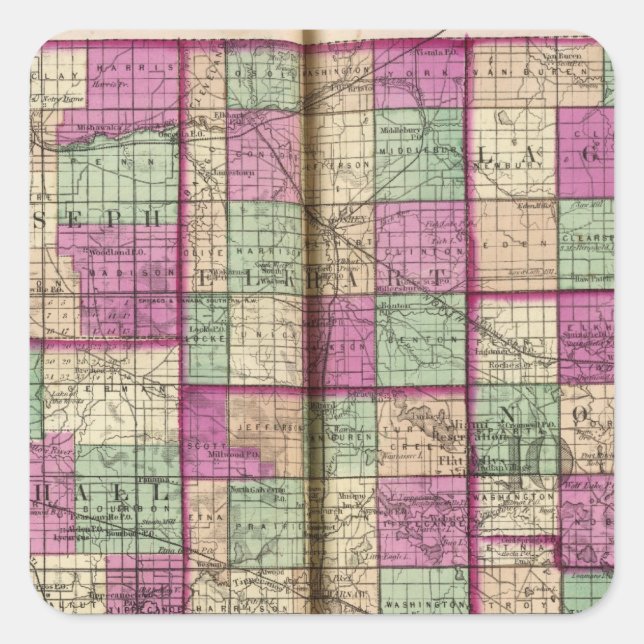 La Porte County and St Joseph County Square Sticker (Front)