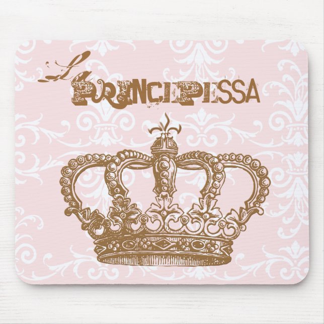 La Princepessa Pink and Chocolate Crown Mousepad (Front)