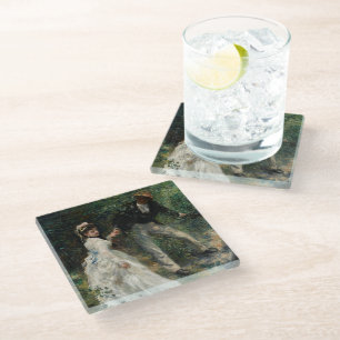 La Promenade Renoir Impressionist Painting Art Glass Coaster
