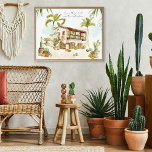 La Pura Vida | Trendy Retro Summer Mexico Poster<br><div class="desc">Trendy boho poster of a Mexican hacienda with customisable quote. Mexico’s festive culture, stunning beauty, and warm hospitality makes this the perfect lifestyle poster to decorate your home. The details will become hazy, but the snapshots will remain clear. There were palm trees and red tile roofs, individual buildings interspersed with...</div>