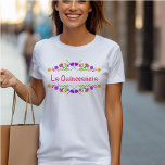 La Quinceanera Mexican Fiesta Floral Birthday T-Shirt<br><div class="desc">Personalised Quinceanera T-Shirt - the template is set up ready for you to add your name to the back, if you wish. This colourful floral design features borders of Mexican fiesta flowers, surrounding pink, hand lettered typography. The wording reads "La Quinceañera" - which is perfect for the 15th birthday party...</div>