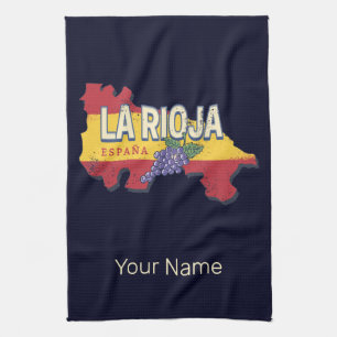 La Rioja Spain Retro Region Vines Vintage Wine Tea Towel