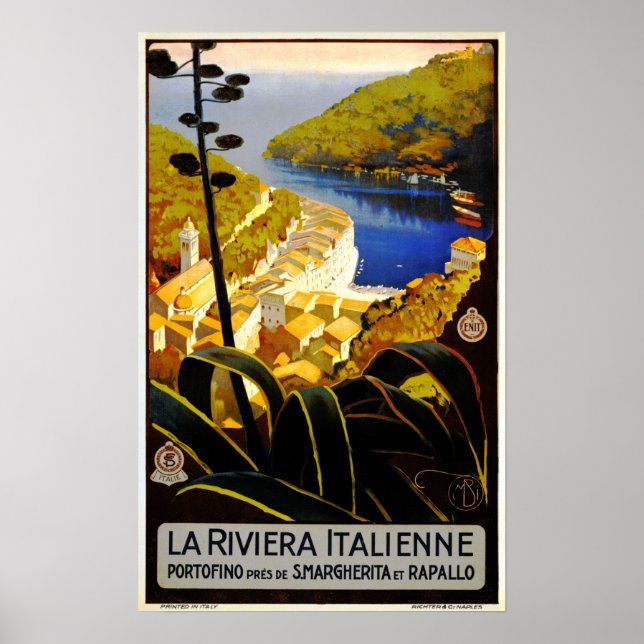 La Riviera Italienne Liguria Italian ENIT Travel Poster (Front)