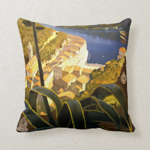 La Riviera Italienne Portofino Travel Poster 1920 Cushion