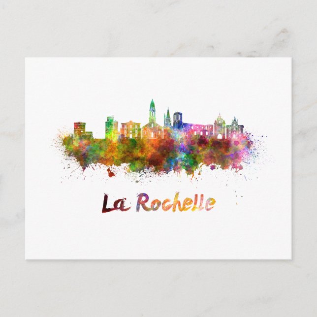 La Rochelle skyline in watercolor Postcard (Front)