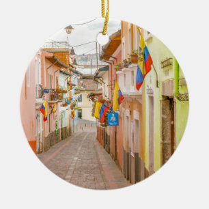 La Ronda Street Quito Ecuador Ceramic Ornament