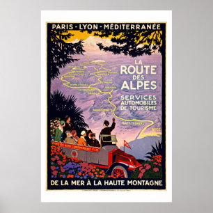 La Route Des Alpes France Vintage Travel Poster