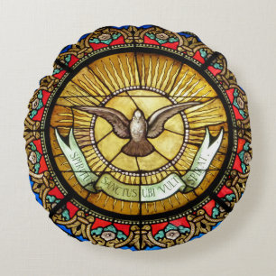 La Sainte-Chapelle  Stained glass window Round Cushion