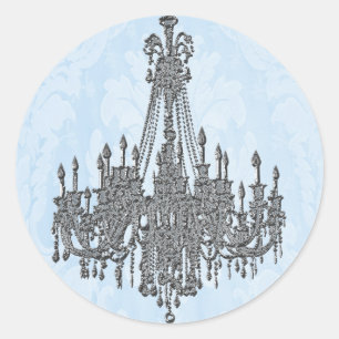 La Silver Sparkle and Damask Blue Chandelier Seal