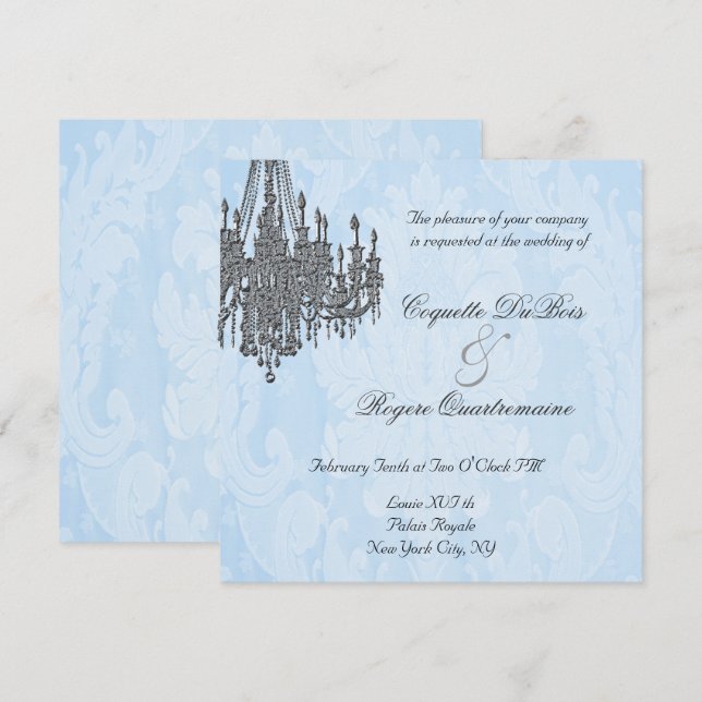 La Silver Sparkle Chandelier Invitations (Front/Back)