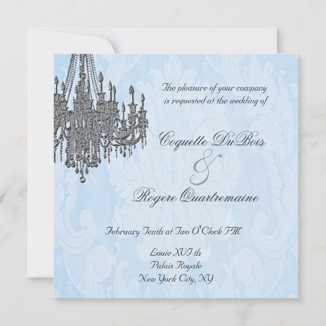 La Silver Sparkle Chandelier Invitations (Front)