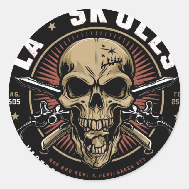 LA Skulls Classic Round Sticker (Front)