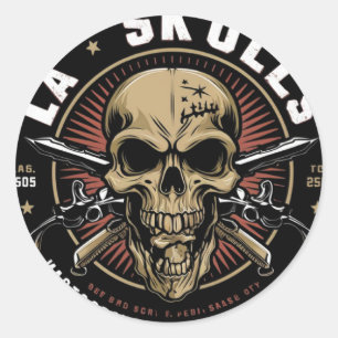 LA Skulls Classic Round Sticker