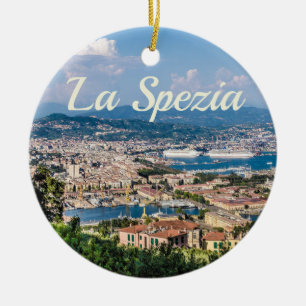 La Spezia Cinque Terre Liguria Italy Panorama gift Ceramic Ornament
