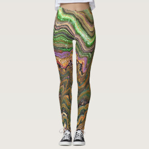 La Strada 1 Wild Green Gold Abstract Leggings