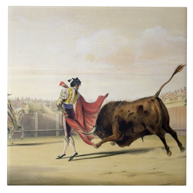 La Suerte de la Capa, 1865 (colour litho) Tile (Front)